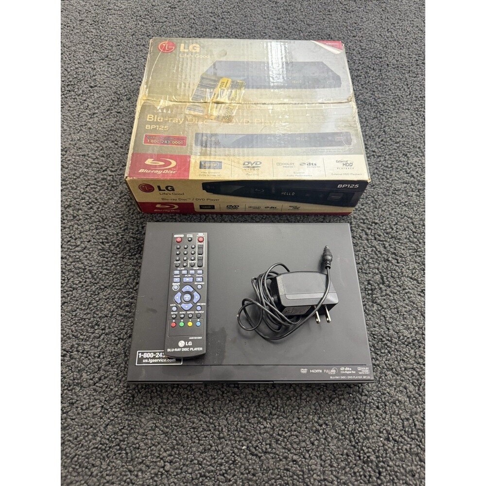 LG BP125 Blu-Ray DVD Player Black Compact- w/ Remote & Power Cable-Tested/ Works
